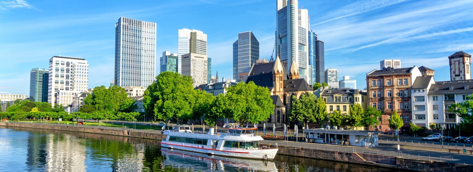 Frankfurt skyline at sunny day